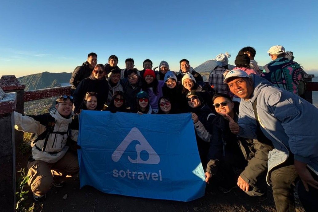 Group photo atop Mount Kingkong overlooking Bromo