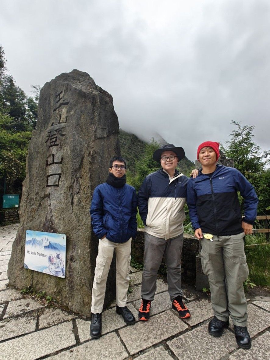 Three of us at the start of the mountain trail