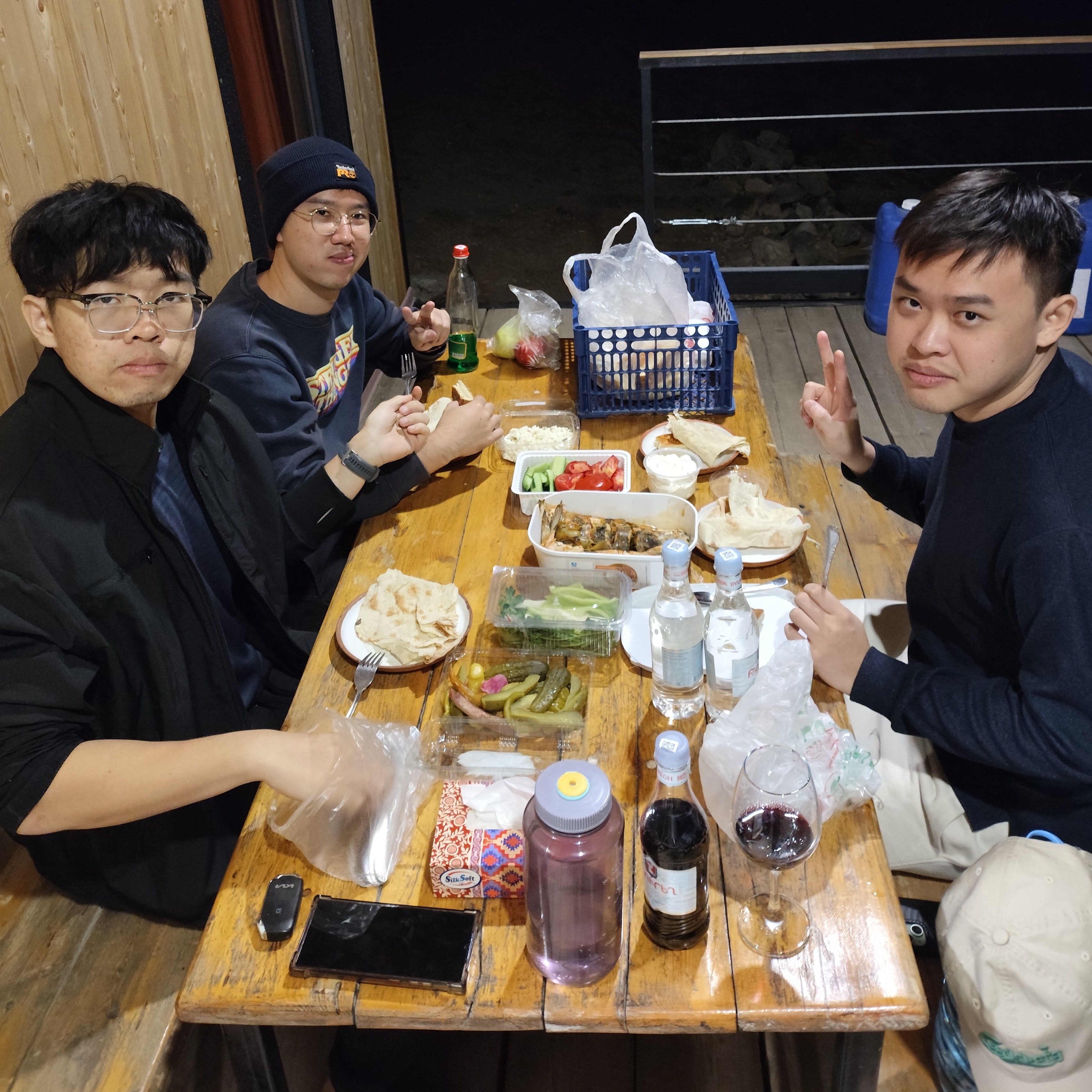 Us eating the big dinner