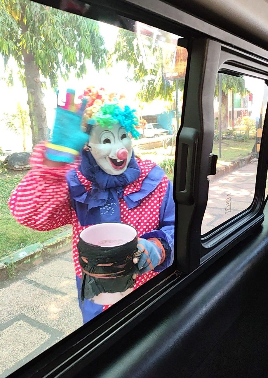 Clown outside our van