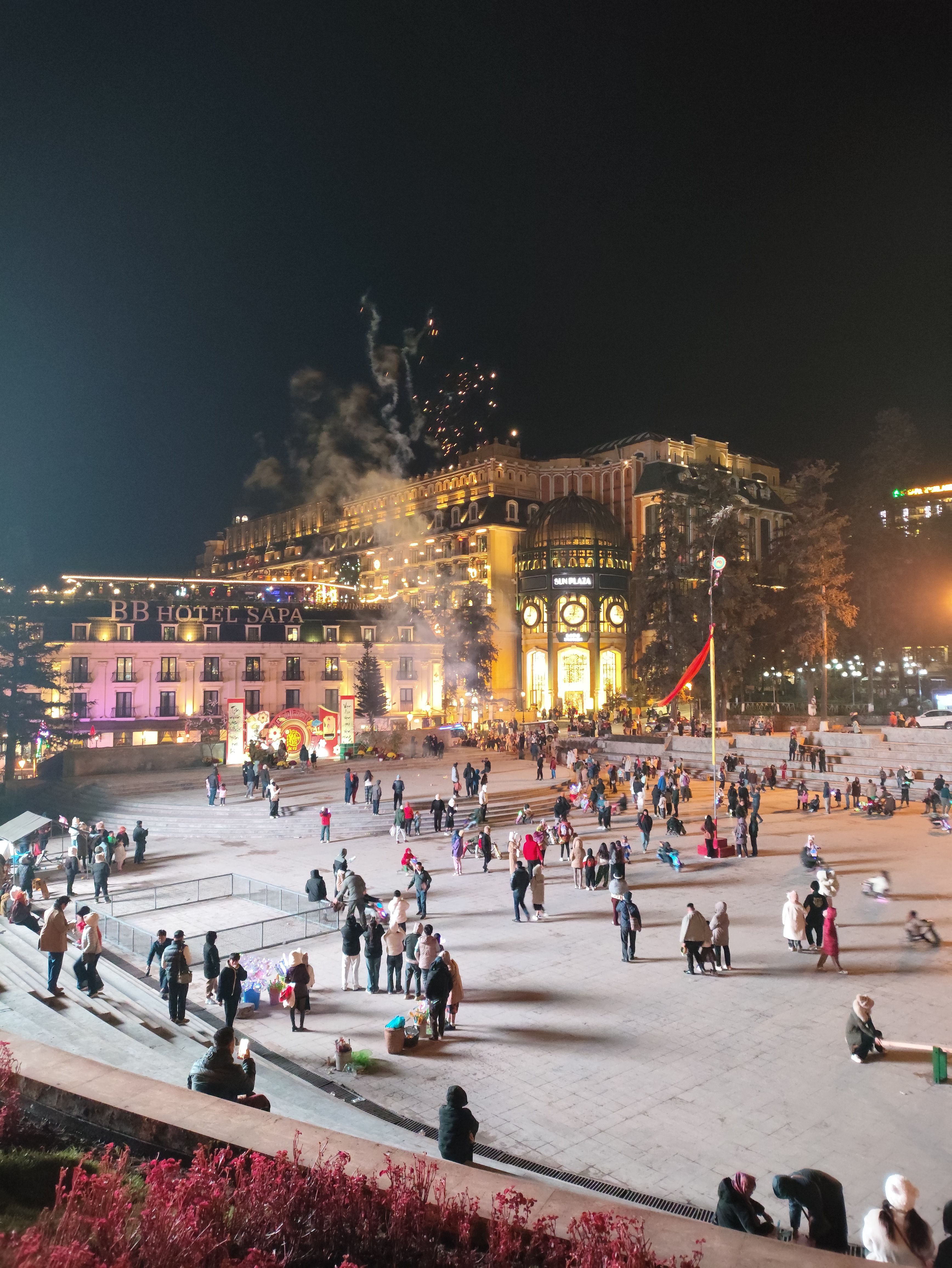 Sapa town at night.