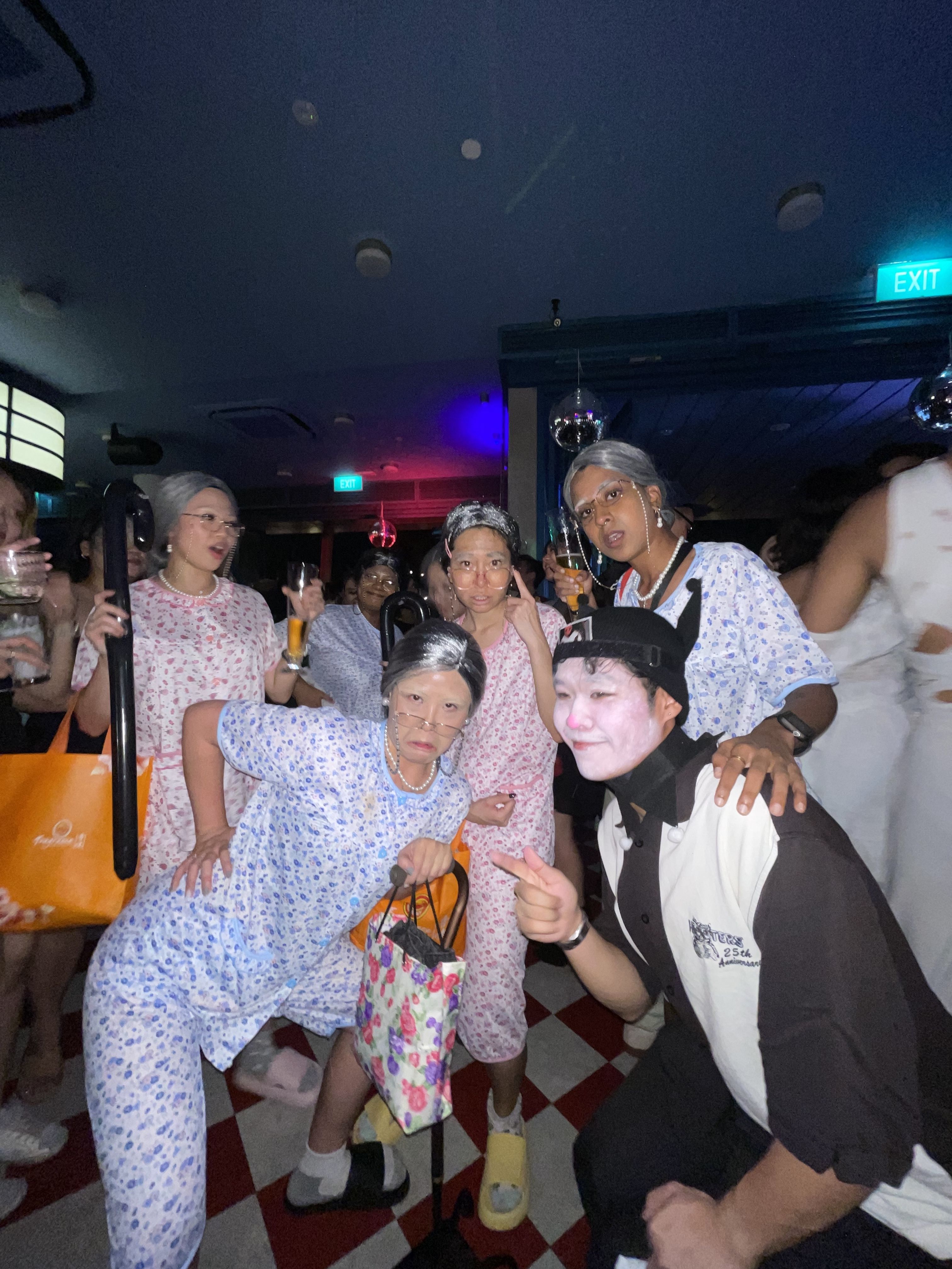 Me and a group dressed as grannies