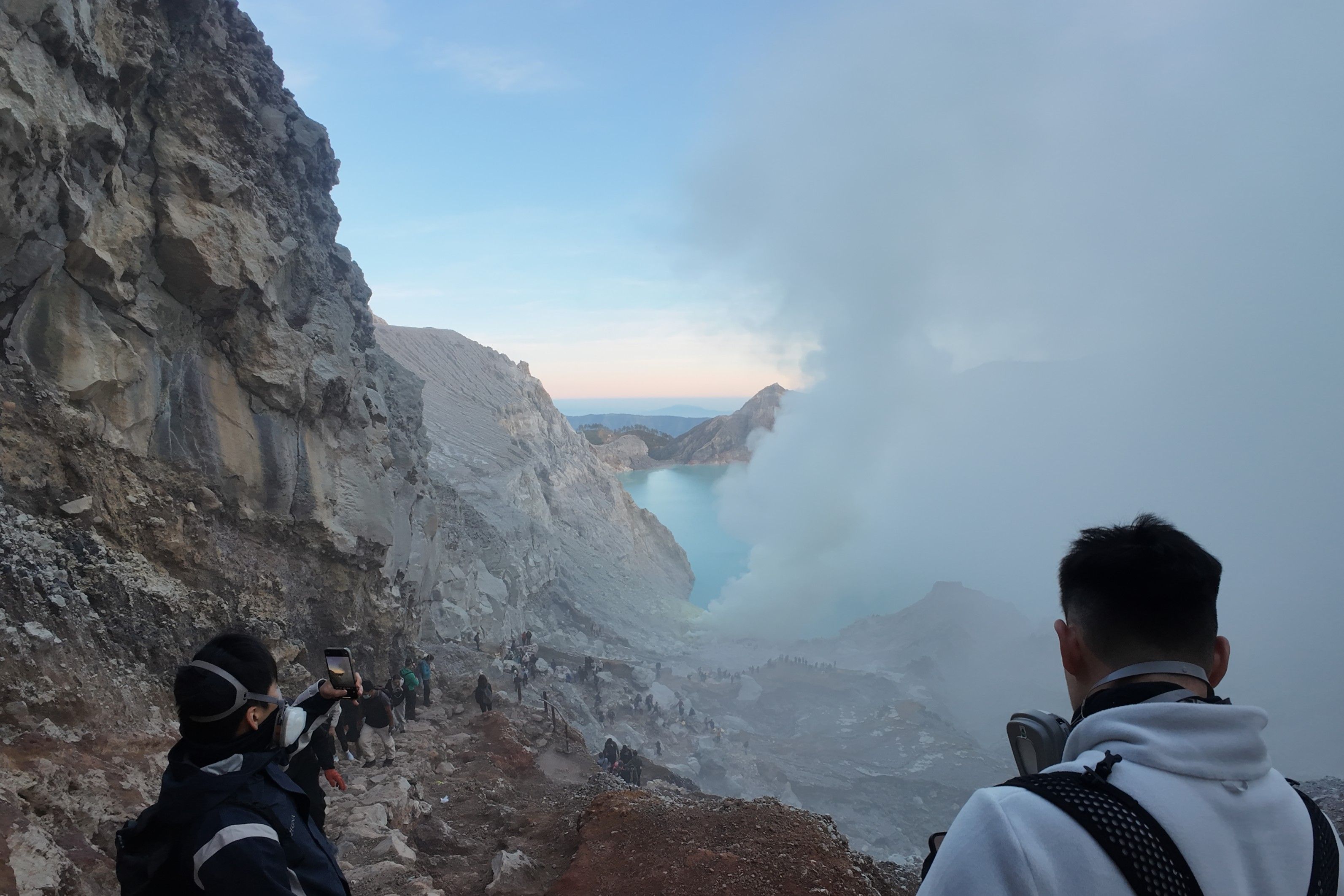 View of the lake and some smoke out of it